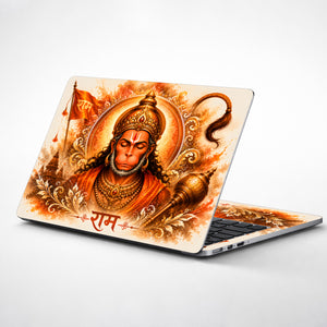 Hanuman Meditating Watercolor Ram Flag Portrait Laptop Skin - View 1