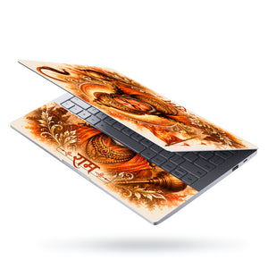 Hanuman Meditating Watercolor Ram Flag Portrait Laptop Skin - View 3
