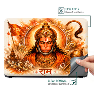 Hanuman Meditating Watercolor Ram Flag Portrait Laptop Skin - View 4
