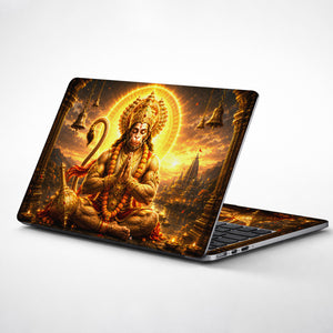 Hanuman Meditating with Halo and Bells Laptop Skin - View 1