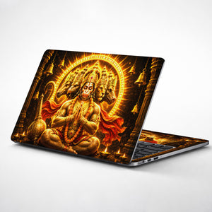 Hanuman Panchmukhi Sunburst Halo with Bells Laptop Skin - View 1