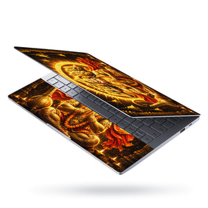 Hanuman Panchmukhi Sunburst Halo with Bells Laptop Skin - View 3