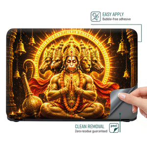 Hanuman Panchmukhi Sunburst Halo with Bells Laptop Skin - View 4