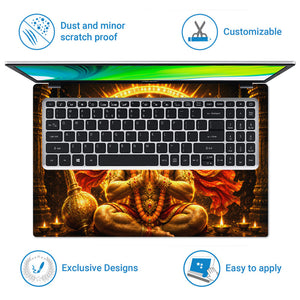 Hanuman Panchmukhi Sunburst Halo with Bells Laptop Skin - View 5
