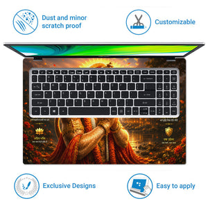 Hanuman Praying at Sunset Temple Riverside Laptop Skin - View 5