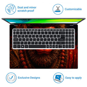Hanuman Red Warrior Tilak Gold Laptop Skin - View 5