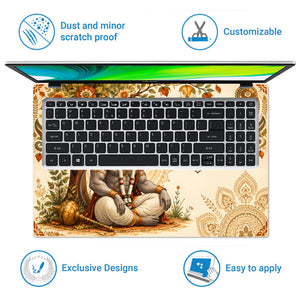 Hanuman Seated Under Tree with Sun Laptop Skin - View 5
