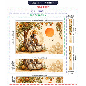 Hanuman Seated Under Tree with Sun Laptop Skin - View 9