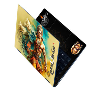 Hanuman Shri Ram Golden Yellow Smoke Art Laptop Skin - View 2