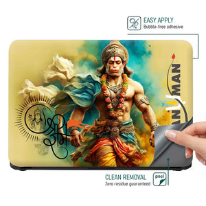 Hanuman Shri Ram Golden Yellow Smoke Art Laptop Skin - View 4