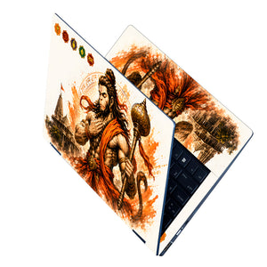 Hanuman Watercolor Warrior with Gada Temple Laptop Skin - View 2