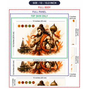 Hanuman Watercolor Warrior with Gada Temple Laptop Skin - View 6