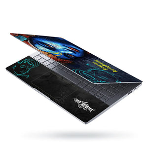 Hare Krishna Blue Face Dark Background Digital Art Laptop Skin - View 3