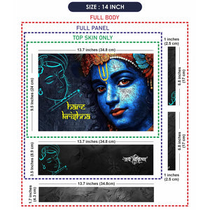 Hare Krishna Blue Face Dark Background Digital Art Laptop Skin - View 7
