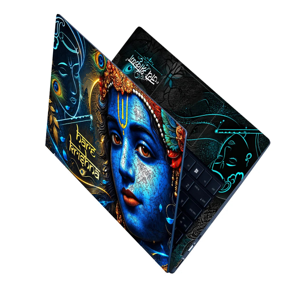 Hare Krishna Electric Blue Laptop Skin - View 2