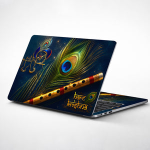 Hare Krishna Peacock Flute Laptop Skin - View 1