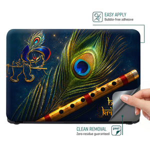 Hare Krishna Peacock Flute Laptop Skin - View 4