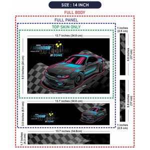 High Speed Zone Black and Blue Sports Car Laptop Skin - View 7