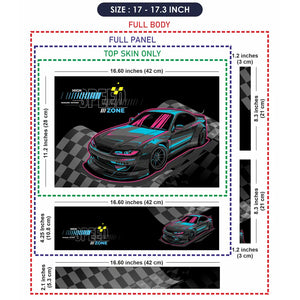High Speed Zone Black and Blue Sports Car Laptop Skin - View 9