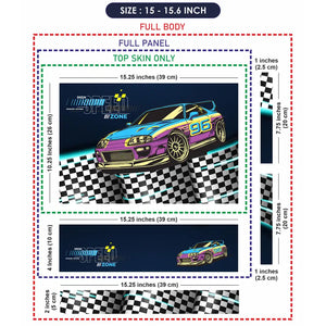 High Speed Zone Purple and Yellow Sports Car Laptop Skin - View 8