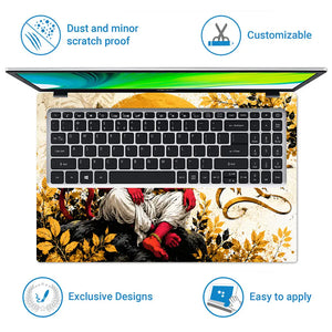 Hindu Hanuman Meditation Golden Sun Laptop Skin - View 5