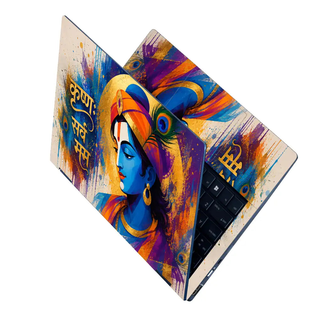 Hindu Krishna Sarvam Mam Color Splash Laptop Skin - View 2