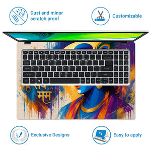 Hindu Krishna Sarvam Mam Color Splash Laptop Skin - View 5