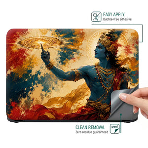 Hindu Krishna Sudarshana Chakra Splash Laptop Skin - View 4