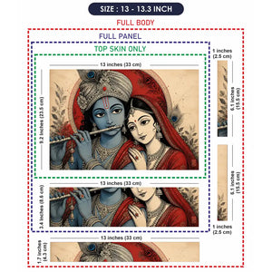 Hindu Radha Krishna Ink Art Red Laptop Skin - View 6