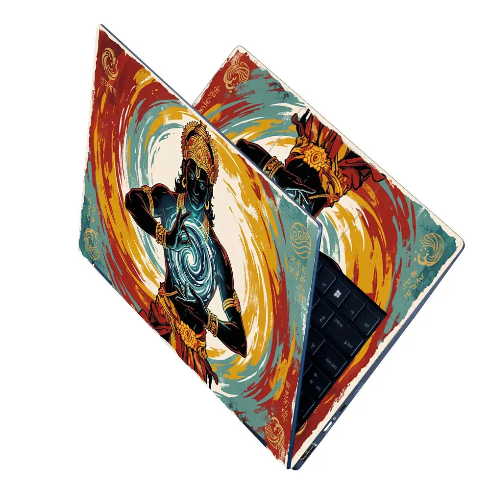 Hindu Vishnu Cosmic Energy Retro Laptop Skin - View 2