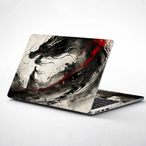 Ink Dragon Red Eye Black White Laptop Skin - View 1