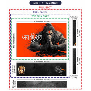 Jai Shri Ram Hanuman Praying Red Orange Bold Art Laptop Skin - View 9