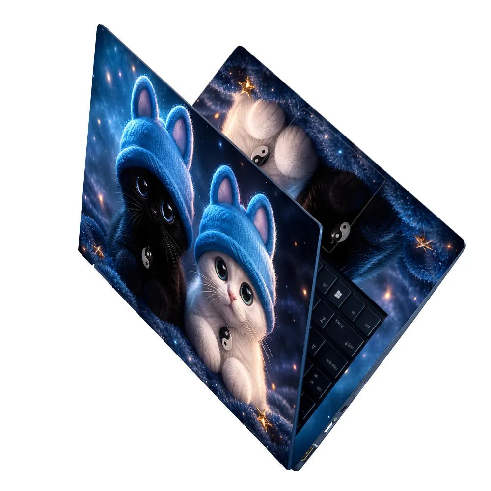 Kittens Blue Beanies Yin Laptop Skin - View 2
