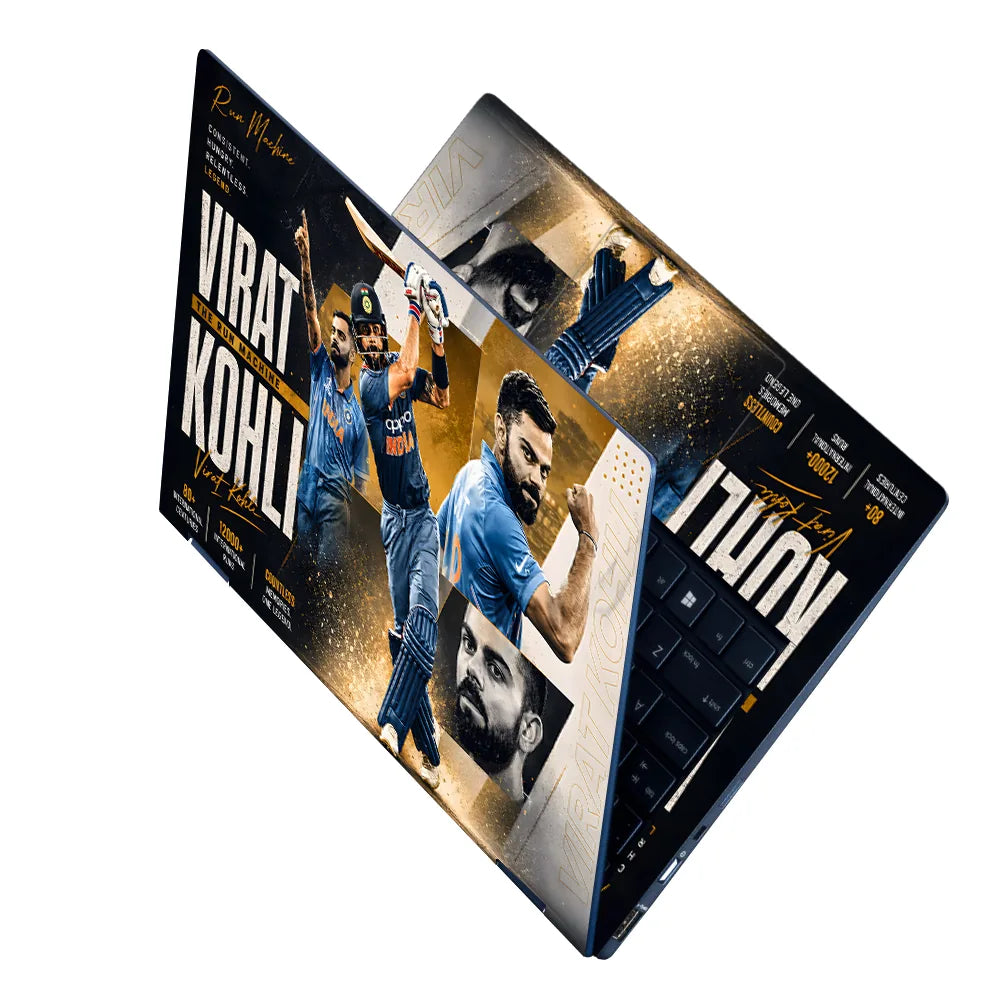 Kohli Run Machine Gold Splits Laptop Skin - View 2