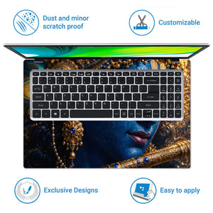 Krishna Blue Ornate Close Laptop Skin - View 5