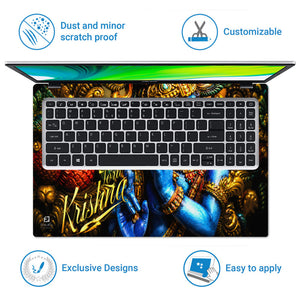 Krishna Blue Statue Ornate Side Laptop Skin - View 5