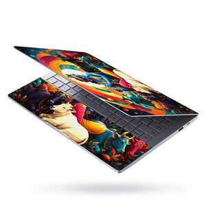 Krishna Flute Cows Rainbow Laptop Skin - View 3