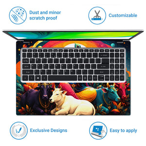 Krishna Flute Cows Rainbow Laptop Skin - View 5