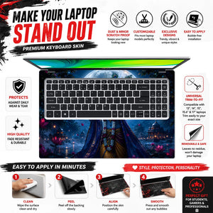 Krishna Flute Moon Lotus Night Laptop Skin - View 5