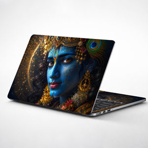 Krishna Gold Close Face Laptop Skin - View 1