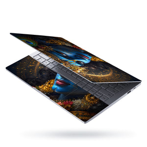 Krishna Gold Close Face Laptop Skin - View 3