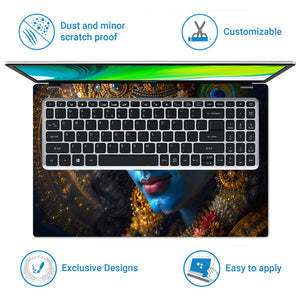 Krishna Gold Close Face Laptop Skin - View 5