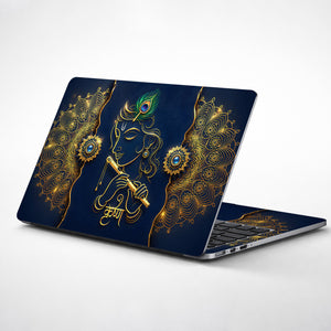 Krishna Gold Mandala Flute Laptop Skin - View 1