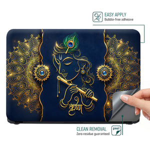 Krishna Gold Mandala Flute Laptop Skin - View 4