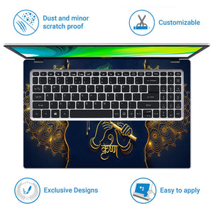 Krishna Gold Mandala Flute Laptop Skin - View 5