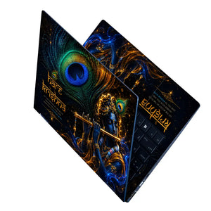 Krishna Hare Krishna Flute Dark Laptop Skin - View 2