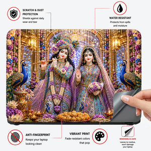 Krishna Radha Temple Peacock Laptop Skin - View 4