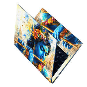 Krishna Watercolor Flute Laptop Skin - View 2