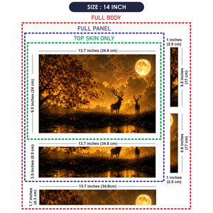 Landscape Deer Golden Moon Sunset Laptop Skin - View 7