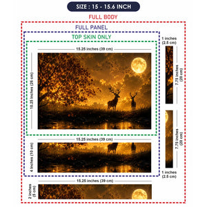 Landscape Deer Golden Moon Sunset Laptop Skin - View 8